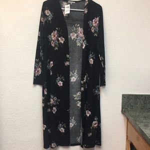 Floral Waffle Knit Duster Cardigan